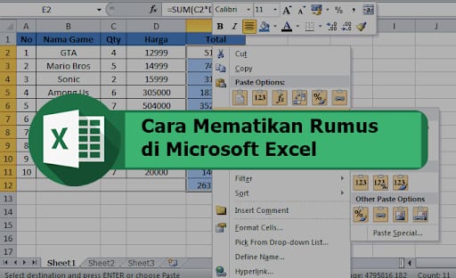 Cara Mematikan Rumus di Excel